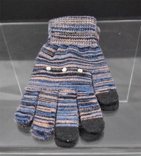 New Varigated Blue Tan Black 3 Finger Texting Gloves Rhinestone Trim B37