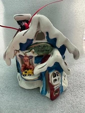 Blue Sky Clayworks Jingle Bell Toy Repair Shop  Tealight Candle Holiday House