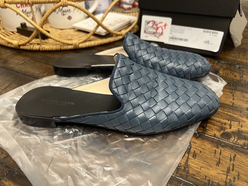 Bottega Veneta Leather Slippers Intrecciato Nappa Denim Size 35.5 - Picture 6 of 9