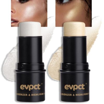 evpct 2Pcs Face Cream Makeup Highlighter Highlight Contour Stick Pearl White &