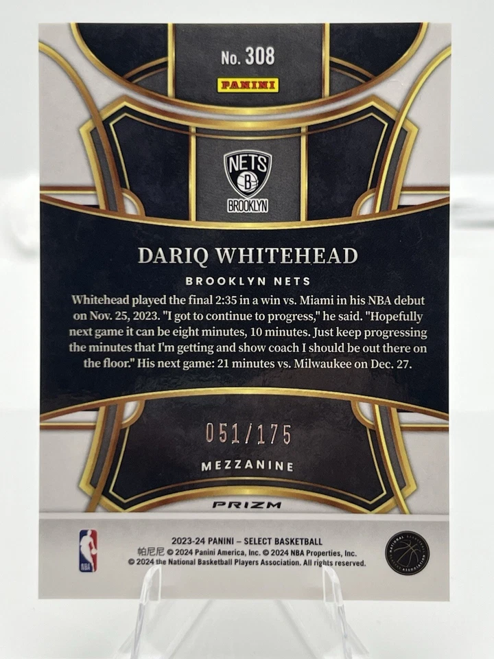 2023-24 Panini Select - Mezzanine Level Maroon Prizm #308 Dariq Whitehead... - Image 2 of 2