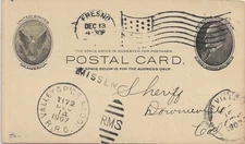 1907 Fresno to Downieville, Ca, via Valley SP'G & Lodi RPO Wanted Card (57897)