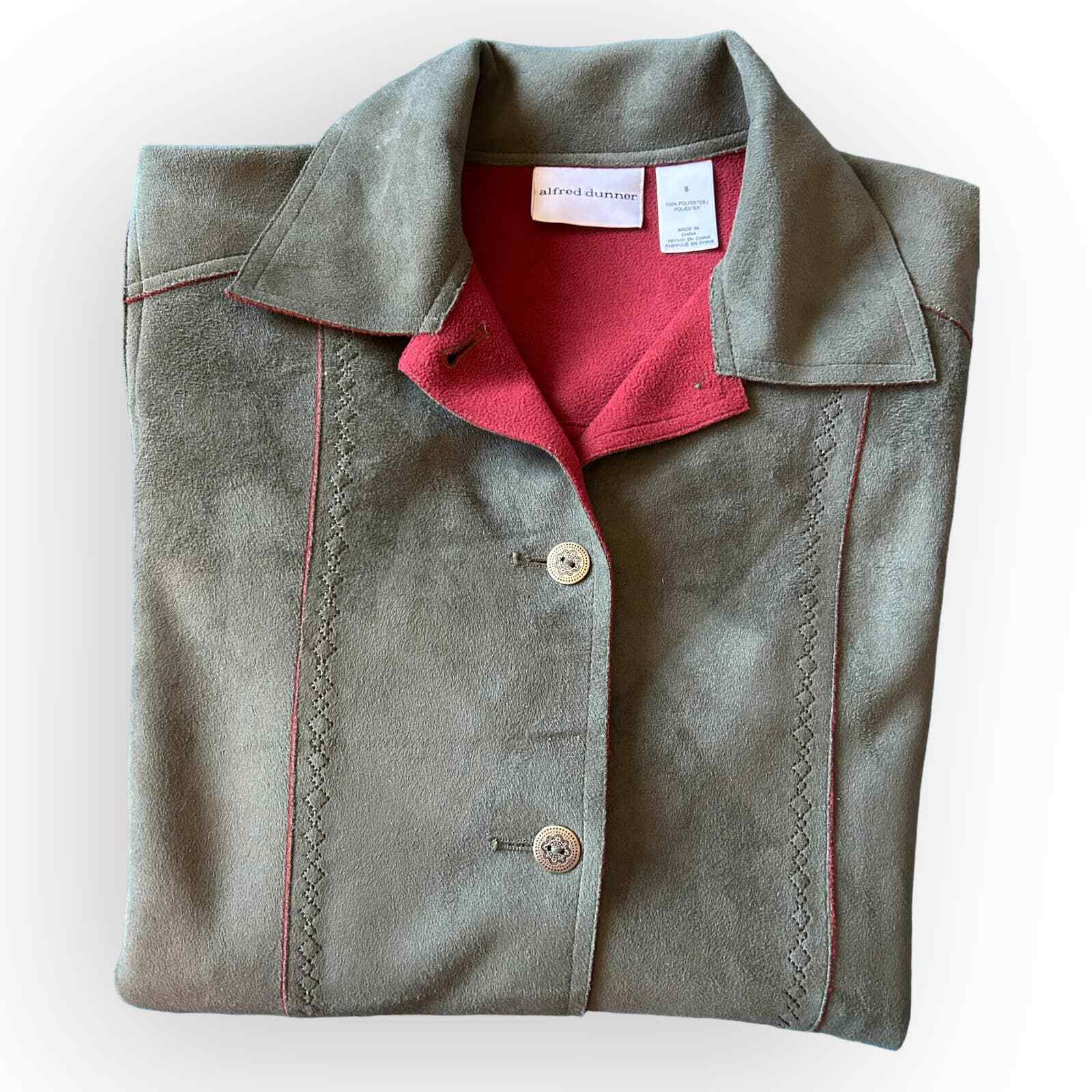 Women’s Vintage Alfred Dunner 100percent Polyester Olive Green Jacket | Size 8 image 7