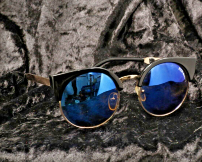 STEVE MADDEN CATEYE SUNGLASSES KLOE Black Frame Cateye Purple Gradient Lens Sunglasses  main image 4