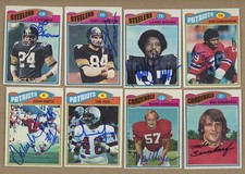 Lot of 19 Diff 1977 Topps Football SIGNED Cards Cunningham, Grossman, Reed, etc.