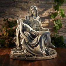 La Pieta by Michelangelo Statue, 21.5" H Pieta Statue, Stone-Resin Reproduction
