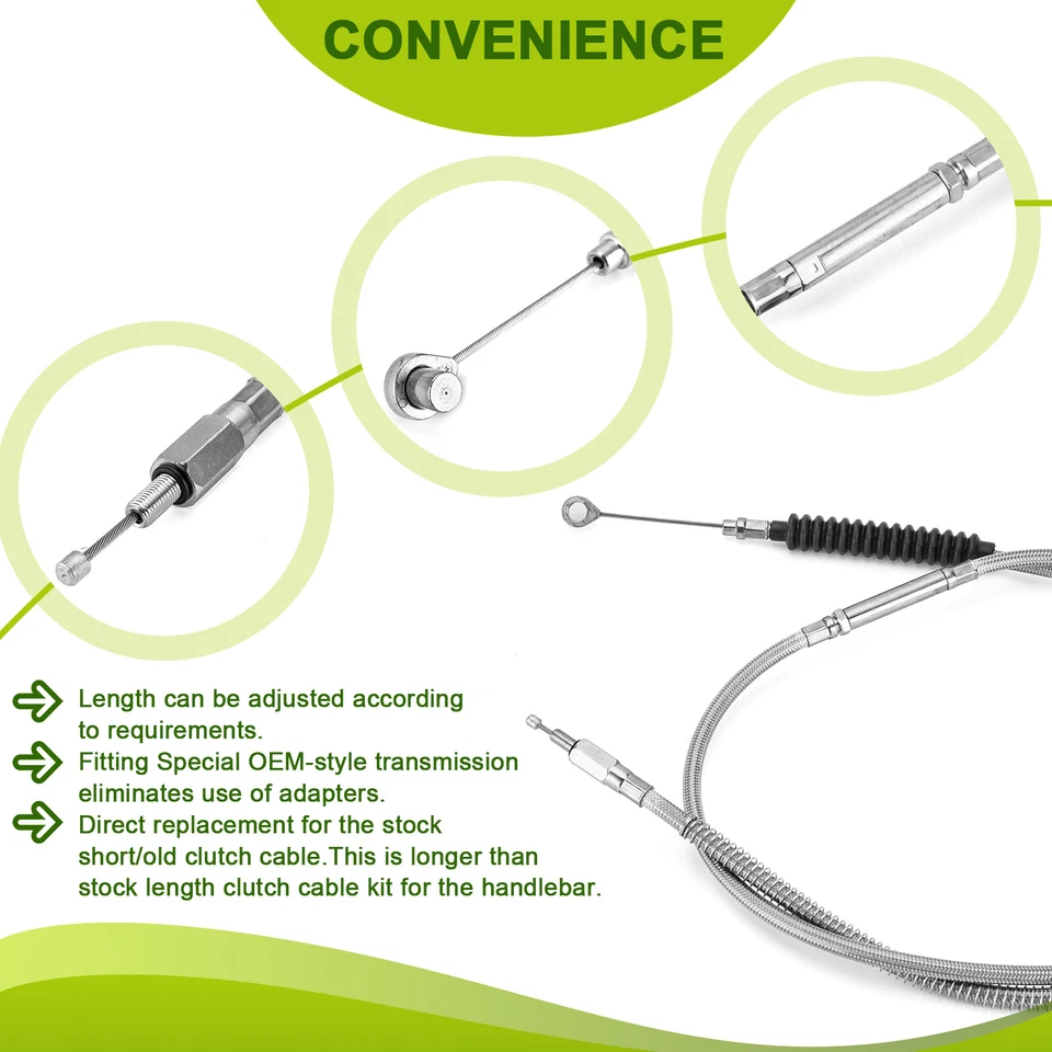 8"-10" Handlebar Extended Length Clutch Cable For Harley Road King Glide 08-13 - Изображение 4 из 4