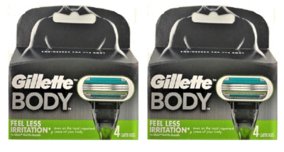 Gillette Body Razor Blade Refills, Shower Safe, 4 Cartridges (2 Pack ...