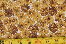 By 1/2 Yd, 36" Wide, Vintage 1940's-60's, Brown Gold Floral Quilt Cotton,P6085