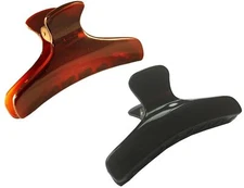 French Salon Flat Set of 2 Small Tortoise Shell Brown and Black Narrow Jaw Ha...