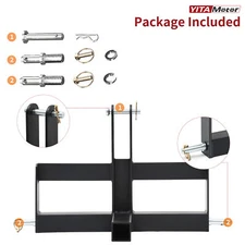 Heavy-Duty 3 Point 3 Pt Receiver Hitch Drawbar for for CAT 1 Tractor Steel Black