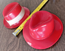 Vintage Mini Plastic Adam Hat Salesman's Sample Stetson Red plus bonus Fedora