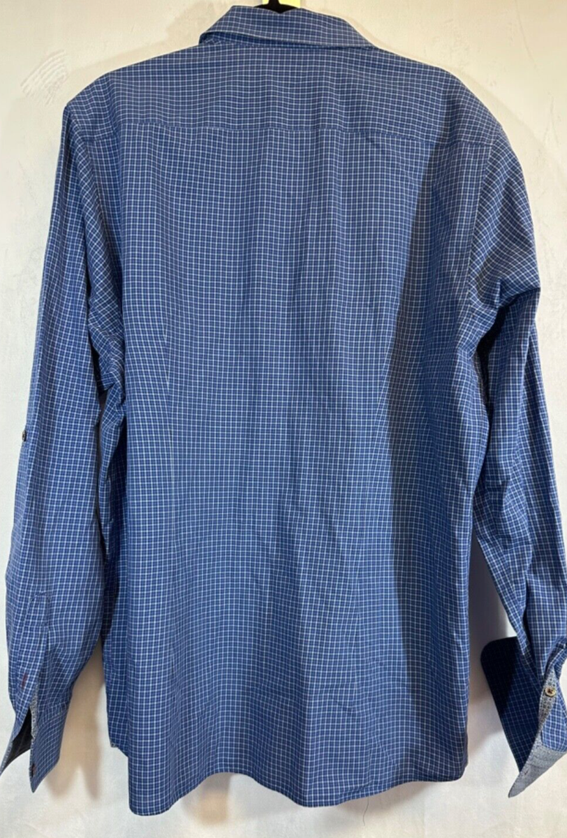 Ted Baker Blue Floral Flip Cuff L/S Shirt Men's Size 5 XL Button