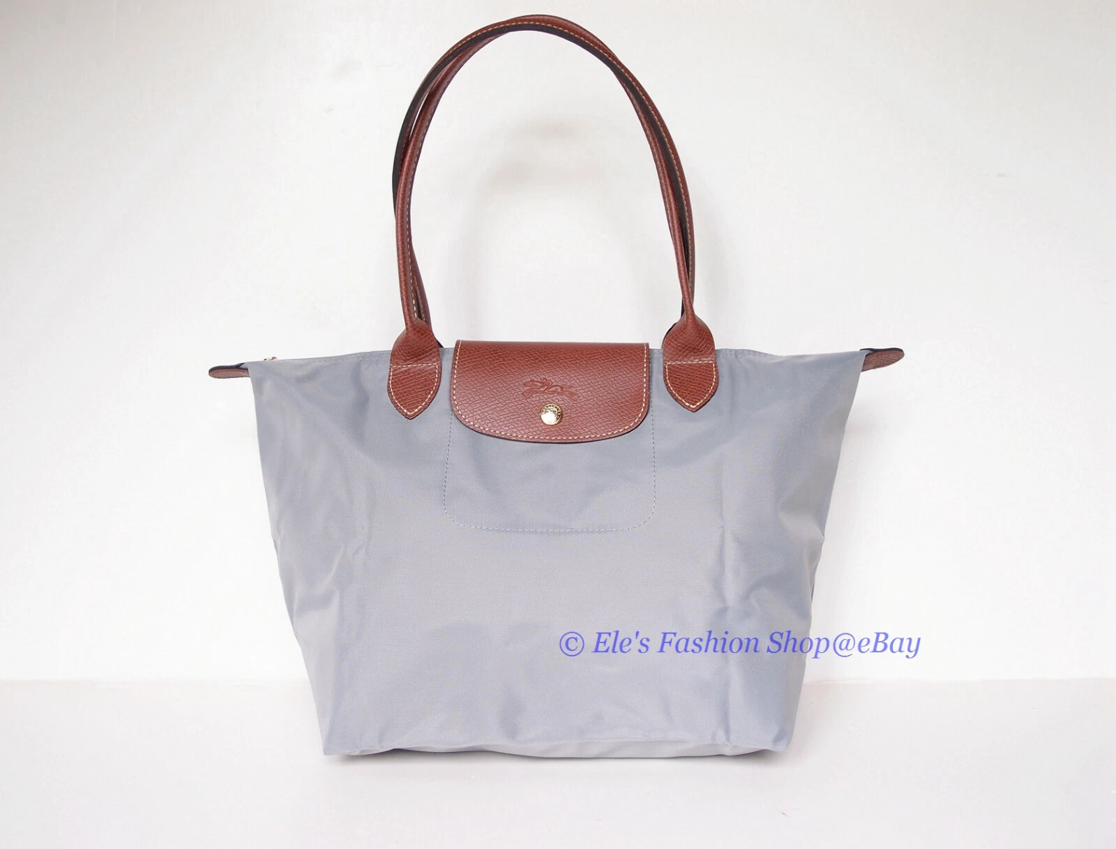Borsa a tracolla grande in nylon Longchamp Le Pliage 1899089 GRIGIO nuova con etichette made in FRANCE!