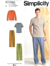 Simplicity R11085 Straight Leg Pants & Knit Henley Tops Sz XS-XXL UNCUT S9315