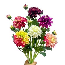 21" Artificial Dahlias,Silk Flowers with Stems,Winter Flowers Artificial for ...