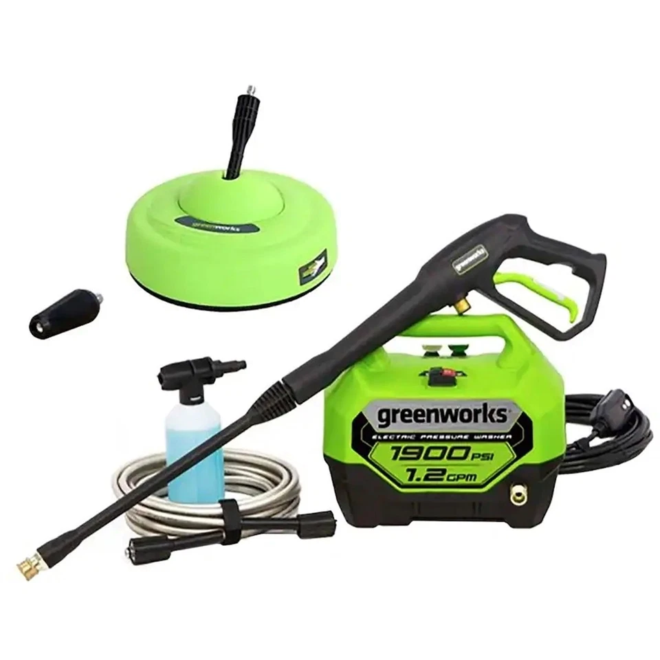 Greenworks - Kit combinado de lavadora a presión eléctrica 1900 PSI 1,2 GPM - Verde Foto 2 de 3