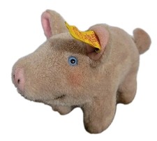 STEIFF Stuffed Pig Plush 6" Length 3.5" Tall