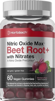 Nitric Oxide Beet Root | 60 Vegan Gummies | With Nitrates | by Horbaach