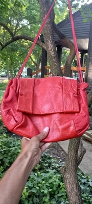 Vintage Softest leather vintage shoulderbag. 80s Cherry Red. Carson Pirie Scott - Image 1 of 4