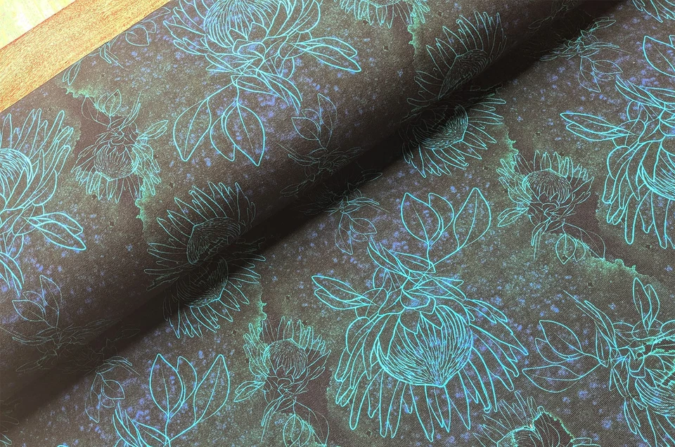 Wintersweat Meterware bedruckt, Sweatshirt Stoff Blumen, Baumwoll Sweat Streifen - Bild 3 von 4