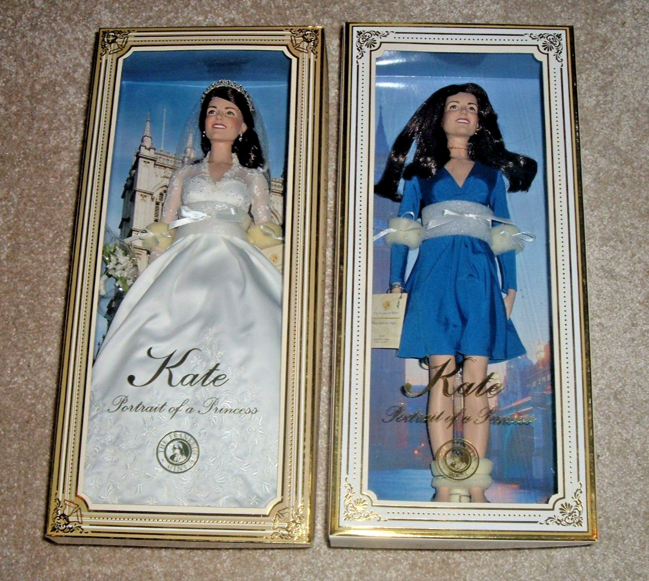 2-Kate Middleton Franklin Mint Engagement & Wedding Dolls