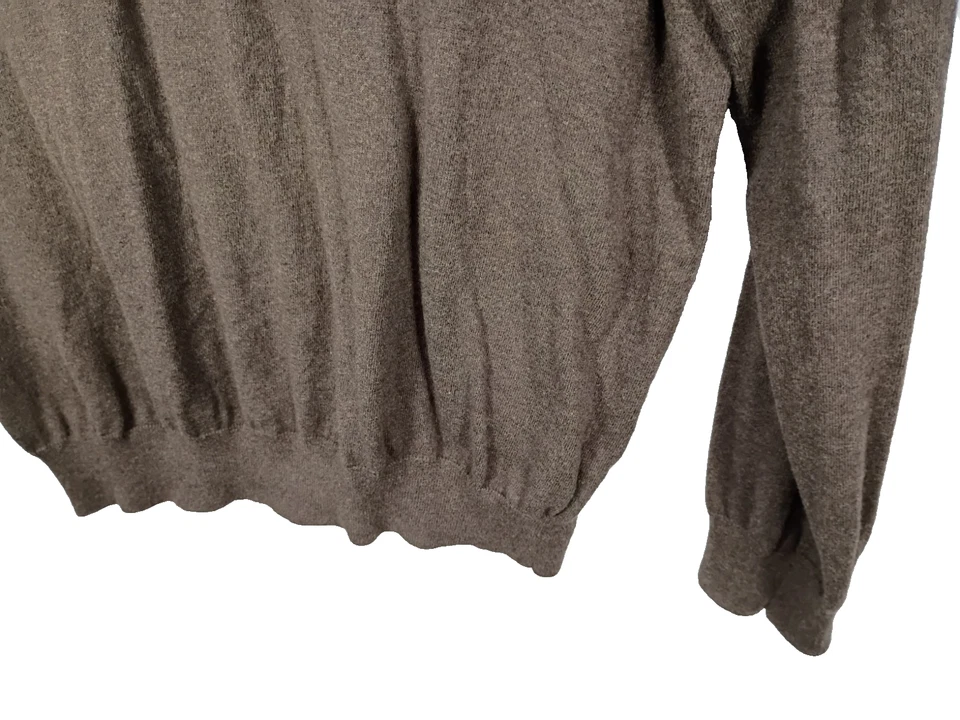 Suéter Mezcla Cachemira Para Hombre XL Cuello en V Marrón Verde Capa Base Preppy Escuela Foto 2 de 4