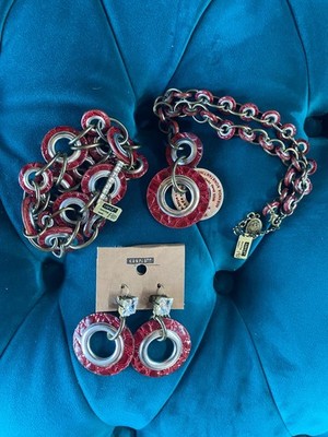 KONPLOTT Necklace, Earrings, Bracele Eternal Rings Collection - Red (3piece Set)