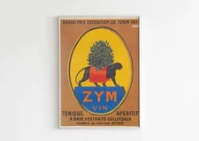 Vintage ZYM Aperitif Poster Wall Art, Retro Bar Cart Decor, Printable
