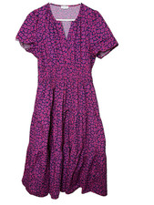 Sweet Salt Midi Dress Plus Size XXL Blue pink Modest Puff Sleeve