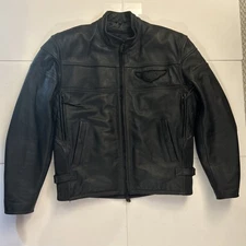 Harley Davidson Leather Jacket Mens Black Heavy Lined Armor Competition SZ-L