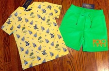 POLO RALPH LAUREN AUTHENTIC TODDLERS BOYS ORIGINAL NEW 2Pc SHORTS SET Size 4 NWT