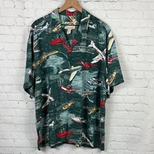 PARADISE FOUND Vintage Aviation Theme Hawaiian Men's Shirt size 2XL