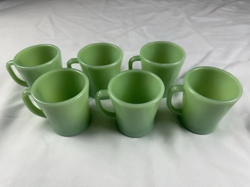 Vintage Anchor Hocking Fire King Jadeite Coffee Cup Mug D Handle Oven Ware 50s