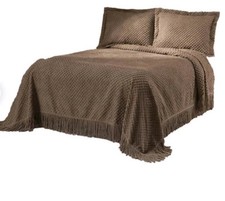 The NANCY Chenille Bedspread by OakRidge ComfortsTM- TAUPE full Size Bedspread