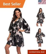 Women's Pure Short Silky Robes Bridesmaid Bride Party Satin Robes Sleepwear