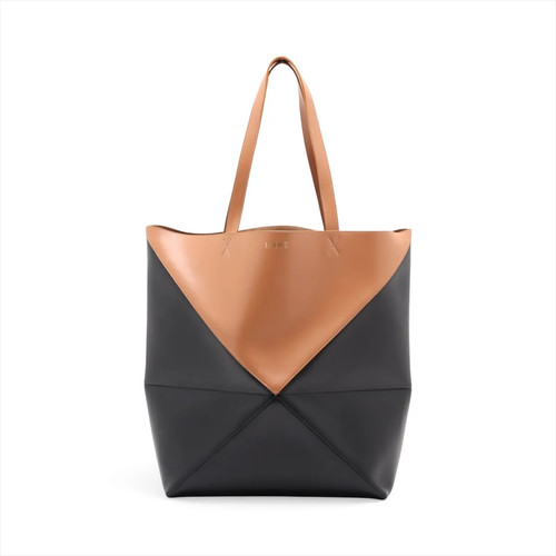 Loewe puzzle fold Large Leather Tote bag Beige x black