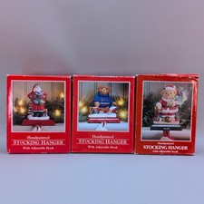 Potpourri Designs Handpainted Stocking Hangers Set 3 Santa Bears Metal Christmas