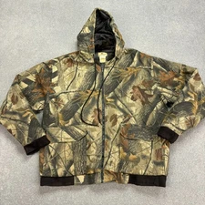 RealTree Jacket Adult Large Brown Workwear Canvas Hunting Camo Hood Lined Men