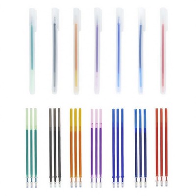 7-Color Heat Erasable Fabric Markers with 21 Refills, Extra-Fine 0.5mm Tip fo...
