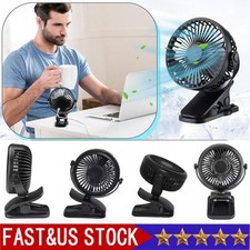 3 Speeds USB Rechargeable Mini Cooling Fan Clip On Desk Baby Stroller Portable