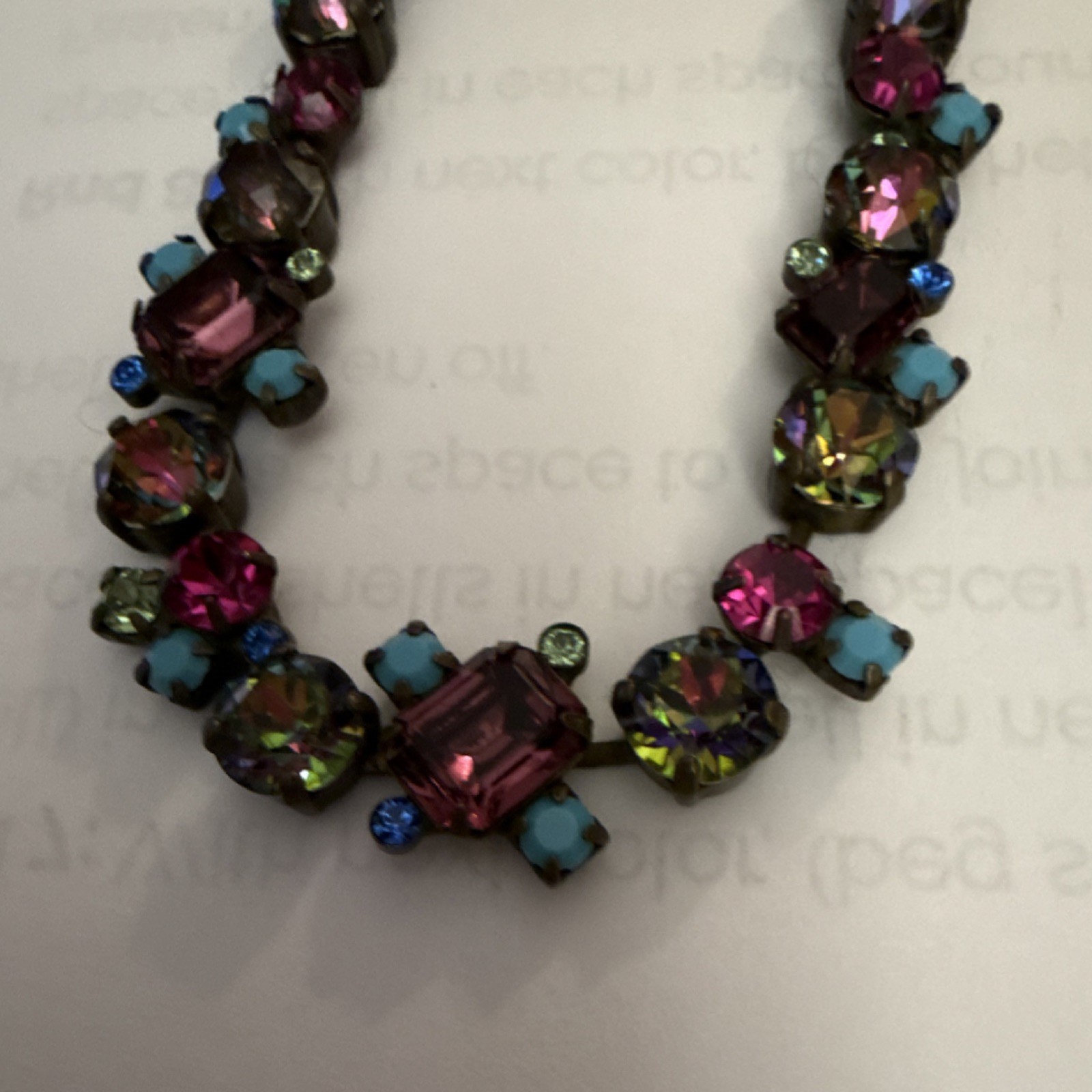 Multicolor Crystal Beaded Statement Necklace Roun… - image 5