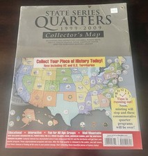 NEW SEALED US State Series Quarters Coin Collector's Map 1999-2009 Display 