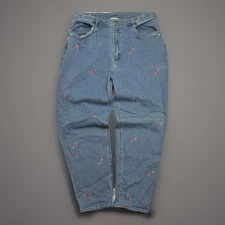 Vintage Quacker Factory Mom Jeans Candy Cane Christmas Embroidery Women 18 33x29