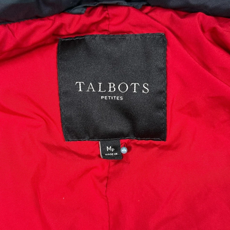 Talbots Vest Womens Medium Petite Green Black Plaid Down Puffer Quilted Warm - Image 2 of 4