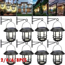 2-8 Pack Security Solar Hanging Lanterns Outdoor, Solar Wall Lights Outdoor, NEW