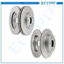 Front Rear Drilled Slotted Brake Rotors Discs For 2008-2012 Honda Accord Coupe