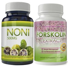 Noni 500mg Forskolin Extract Weight Loss Caps Quick Fat Burn Combo Free Shipping