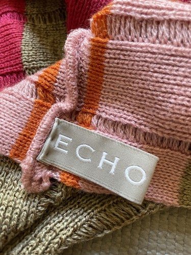 ECHO Knit Colorful Asymmetrical Shawl Wrap Poncho Multicolor One Size 28x28” - Picture 7 of 9