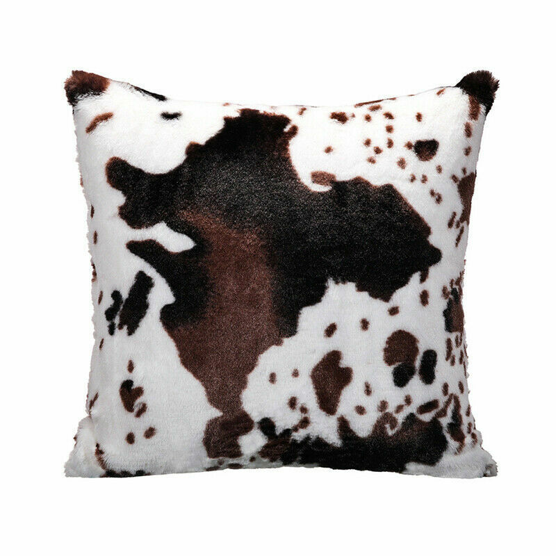 45*45cm Plush Cushion Covers Cow Pattern Sofa Square Car Decor Seat Pillowcase